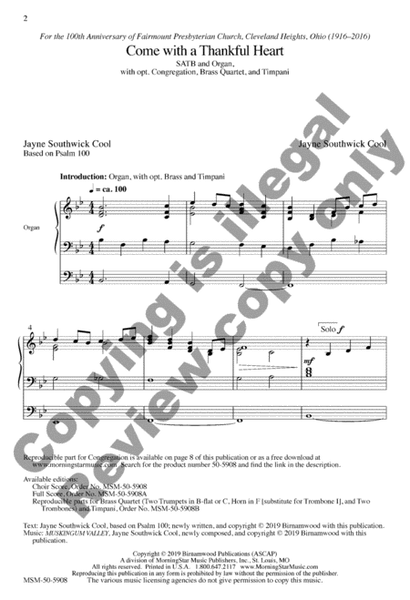 Come with a Thankful Heart (Choral Score) image number null
