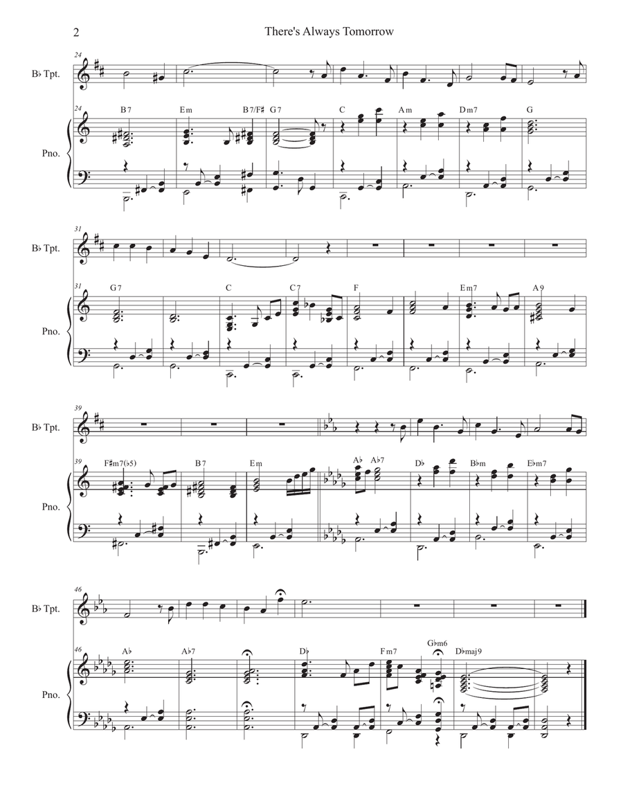 There's Always Tomorrow Trumpet Solo scores gallery preview page 2