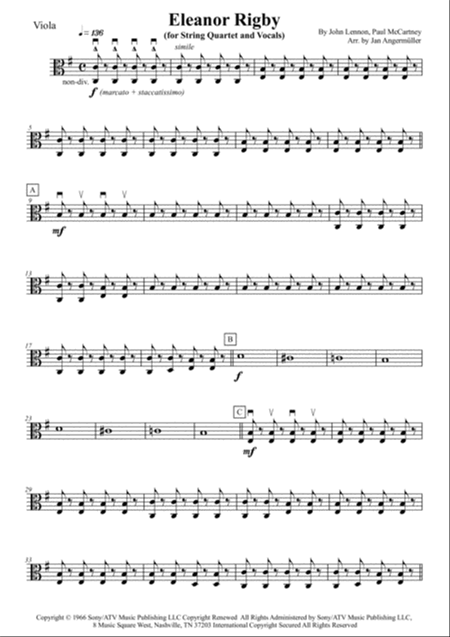 Eleanor Rigby String Quartet scores gallery preview page 3