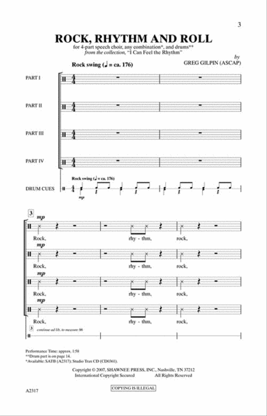 Rock Rhythm, and Roll Rock Rhythm, and Roll 4-Part scores gallery preview page 2