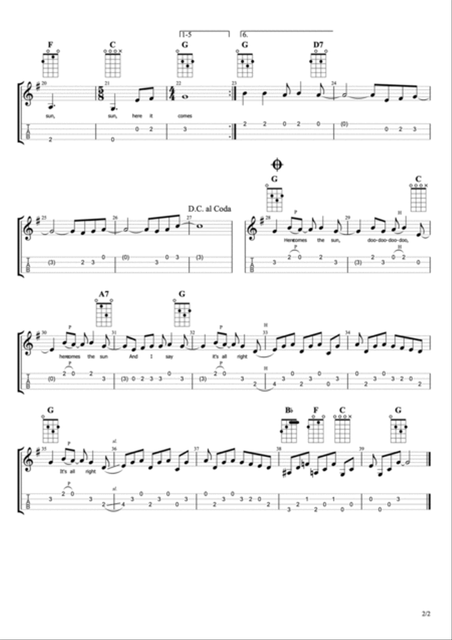 Here Comes The Sun Ukulele scores gallery preview page 3