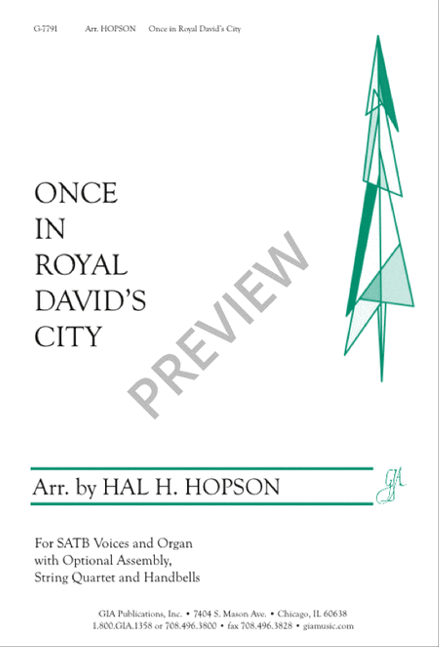 Once in Royal David's City 4-Part scores gallery preview page 1