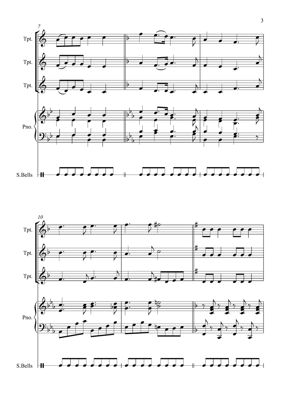 Christmas Carol Chaos for Trumpet Trio and Piano Trumpet Trio scores gallery preview page 3