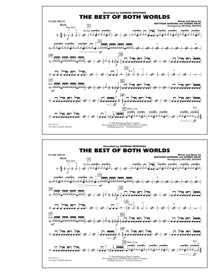 The Best Of Both Worlds - Snare Drum Marching Band scores gallery preview page 1