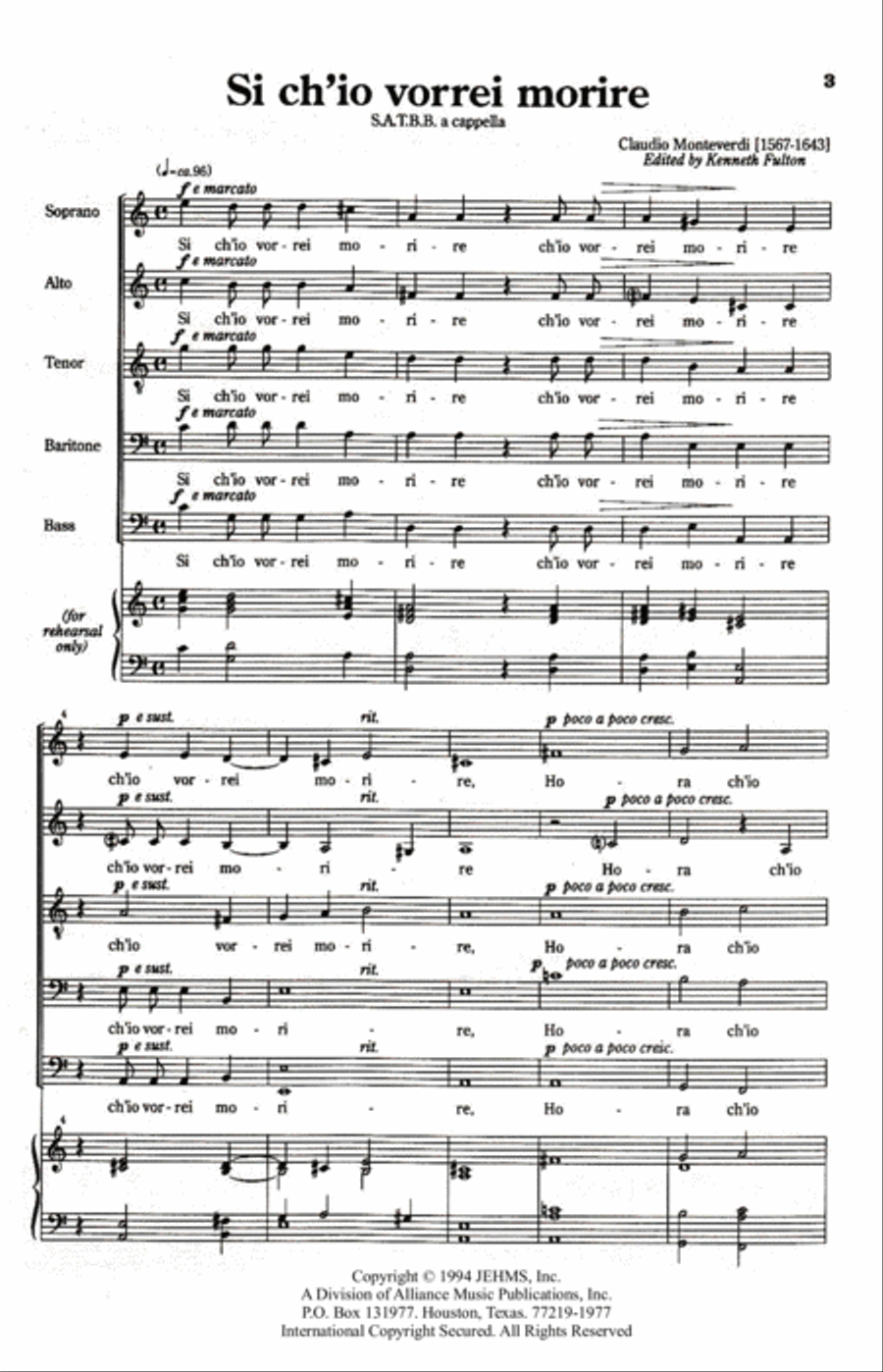 Si ch'io vorrei morire A Cappella scores gallery preview page 2