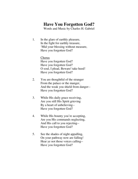 Have You Forgotten God? (for SATB Choir with Piano Accompaniment) by Sharon Wilson 4-Part - Digital Sheet Music