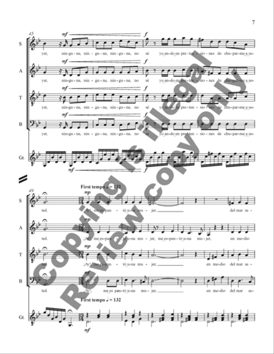 Three Mexican Folk Songs: 2. La Bruja 4-Part scores gallery preview page 7