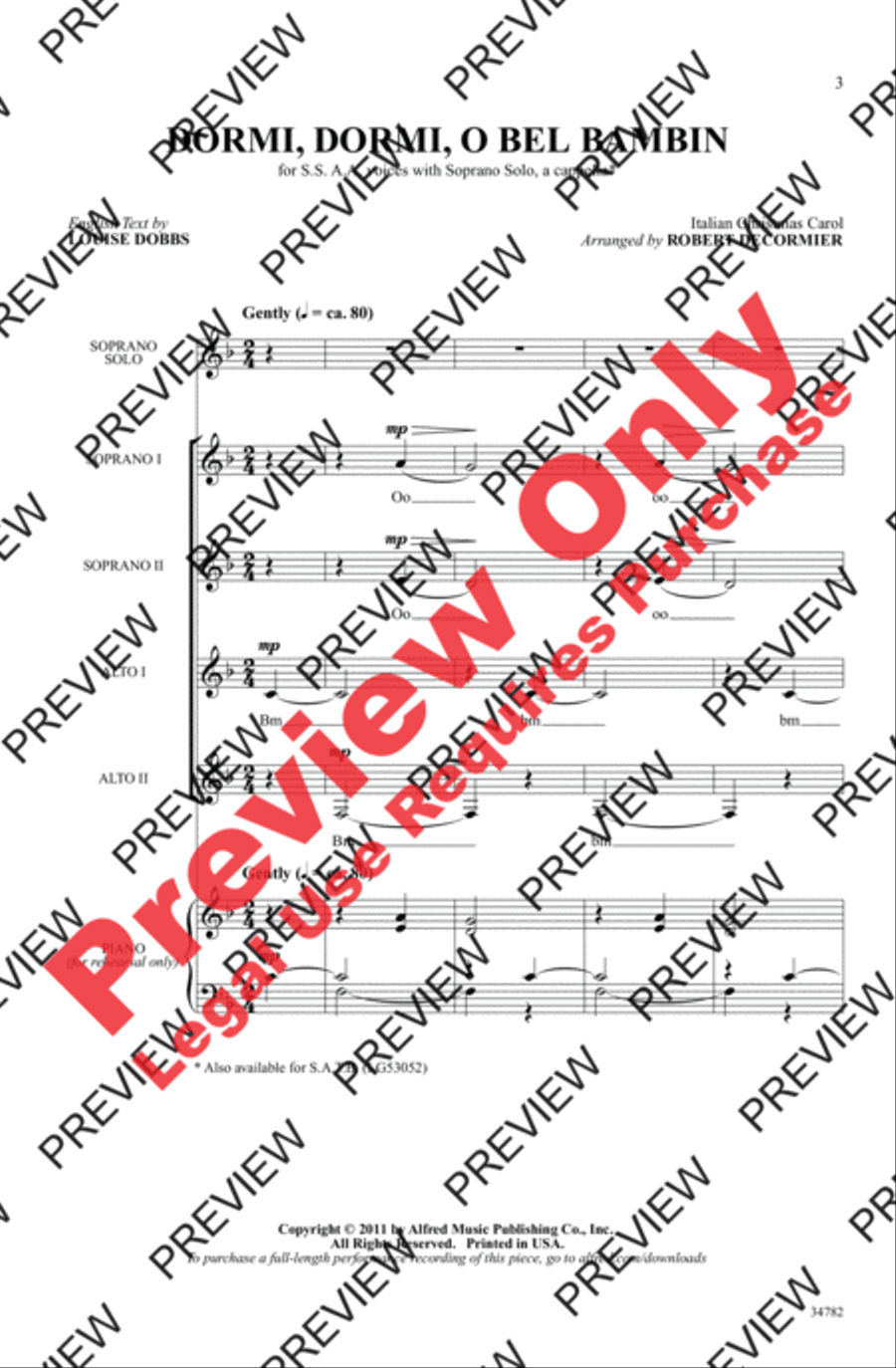 Dormi, Dormi, O Bel Bambin Women's Choir scores gallery preview page 2