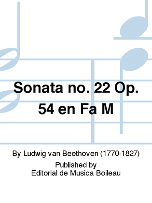 Book cover for Sonata no. 22 Op. 54 en Fa M