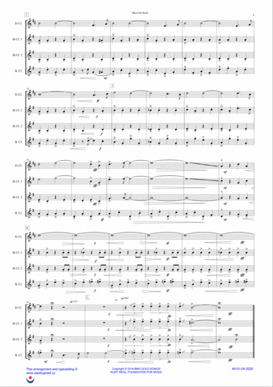 Mack The Knife Woodwind Quartet scores gallery preview page 3