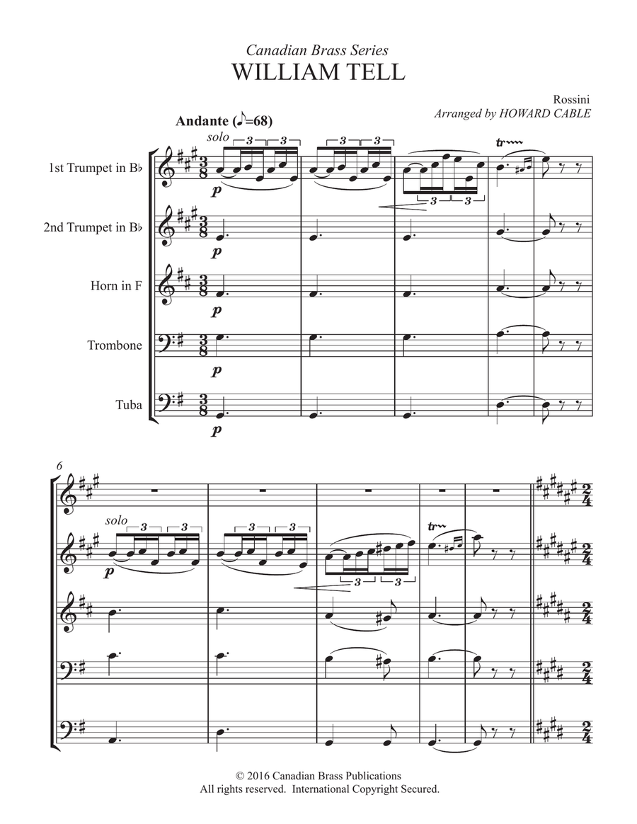 William Tell Overture - Full Score Brass Quintet scores gallery preview page 1