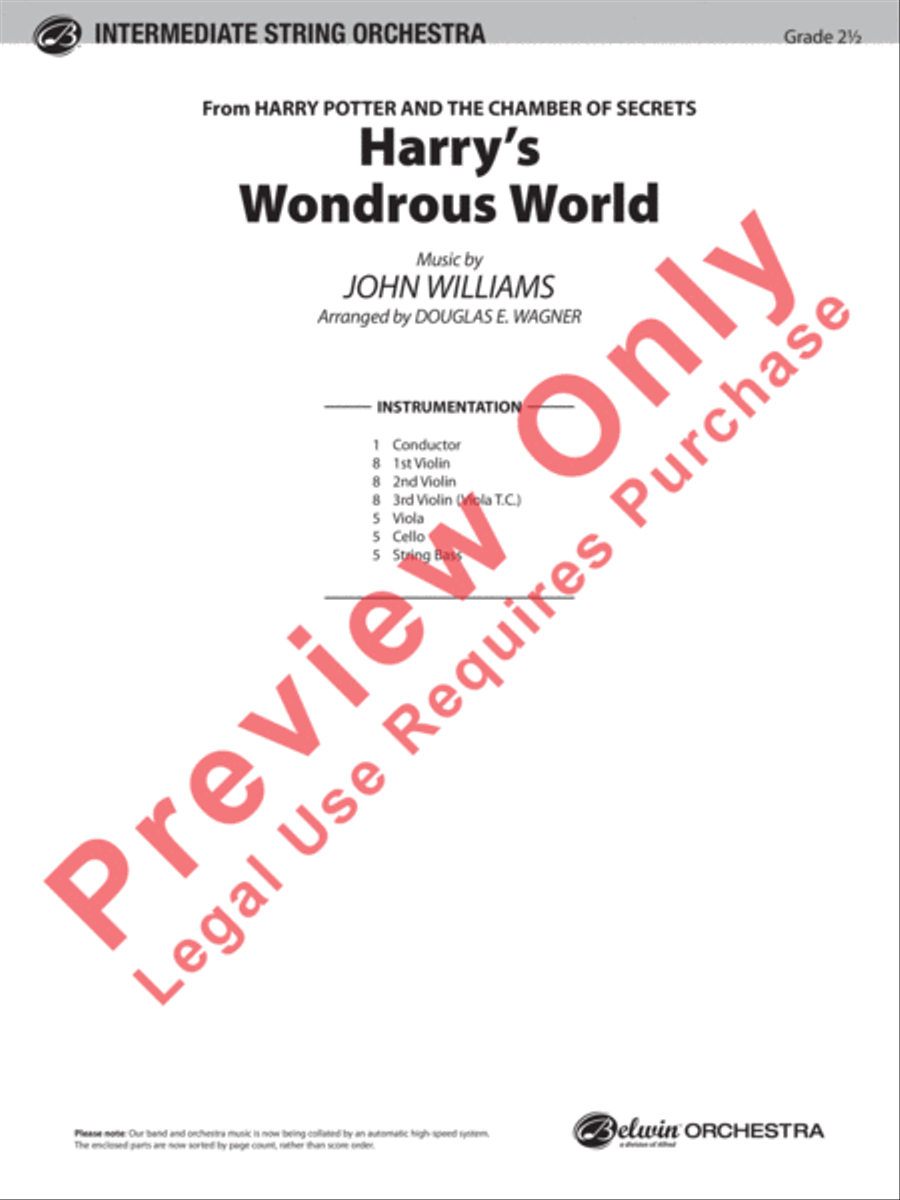 Harry's Wondrous World (from Harry Potter and the Chamber of Secrets) String Orchestra scores gallery preview page 2