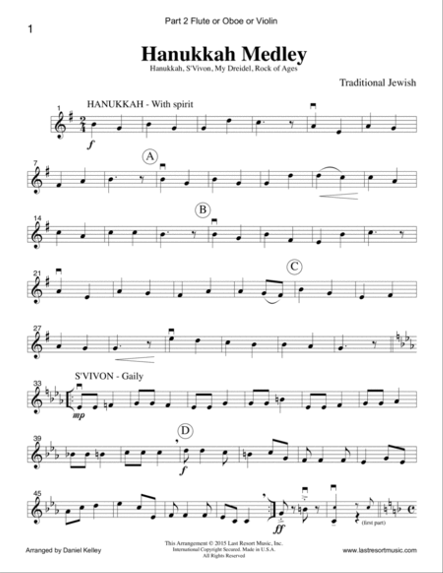 Hanukkah for String Trio (2 Violins & Cello) Set of 3 Parts Small Ensemble scores gallery preview page 4