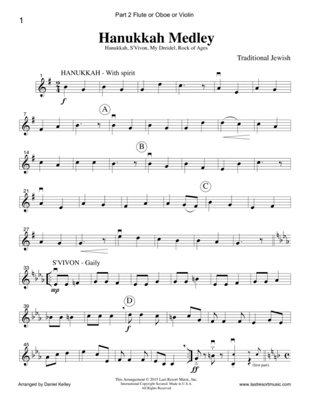 Hanukkah for String Trio (2 Violins & Cello) Set of 3 Parts