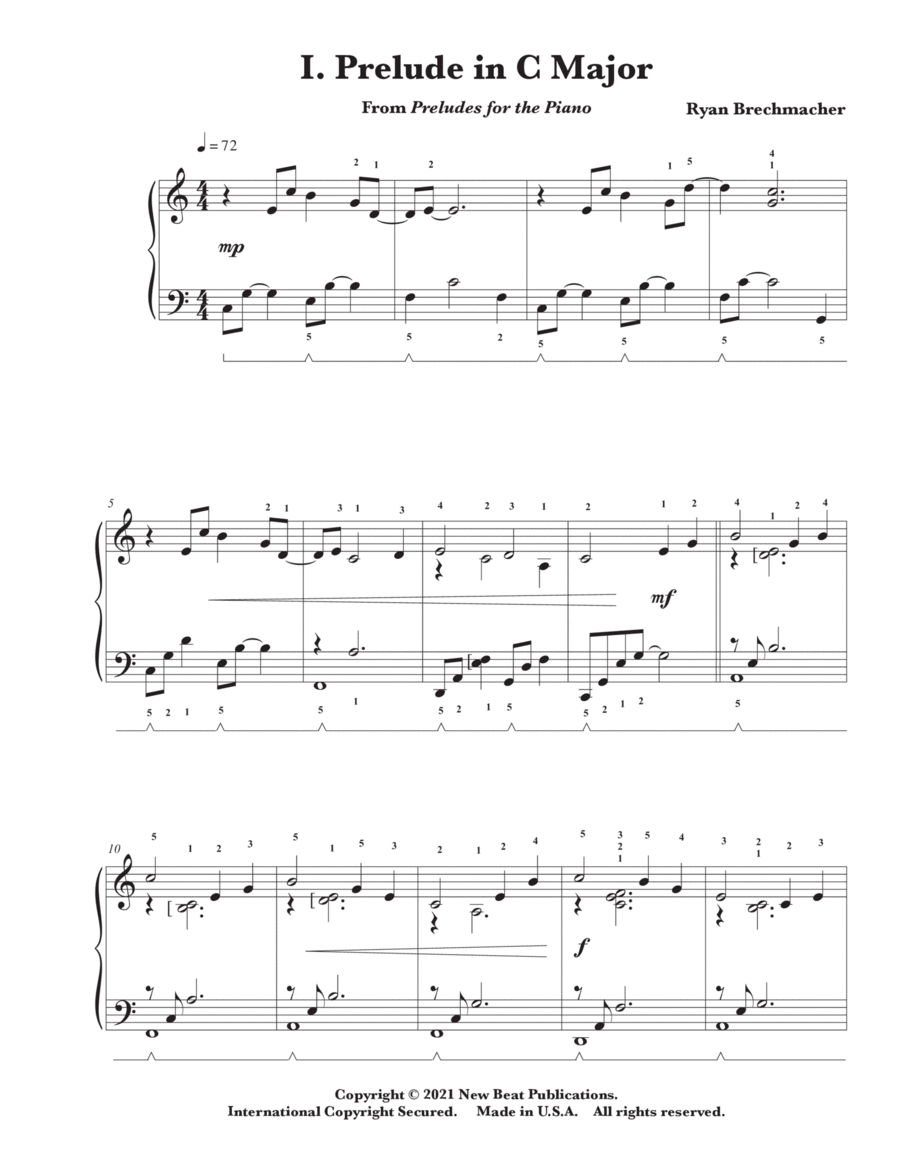 Prelude in C Major Piano Solo scores gallery preview page 1