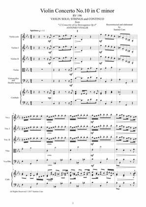 Book cover for Vivaldi - Concerto No.10 in C minor Op.4 Rv196 for Violin, Strings and Continuo