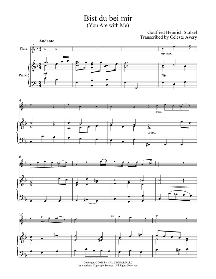 Bist du bei mir (You Are With Me) Flute Solo scores gallery preview page 1