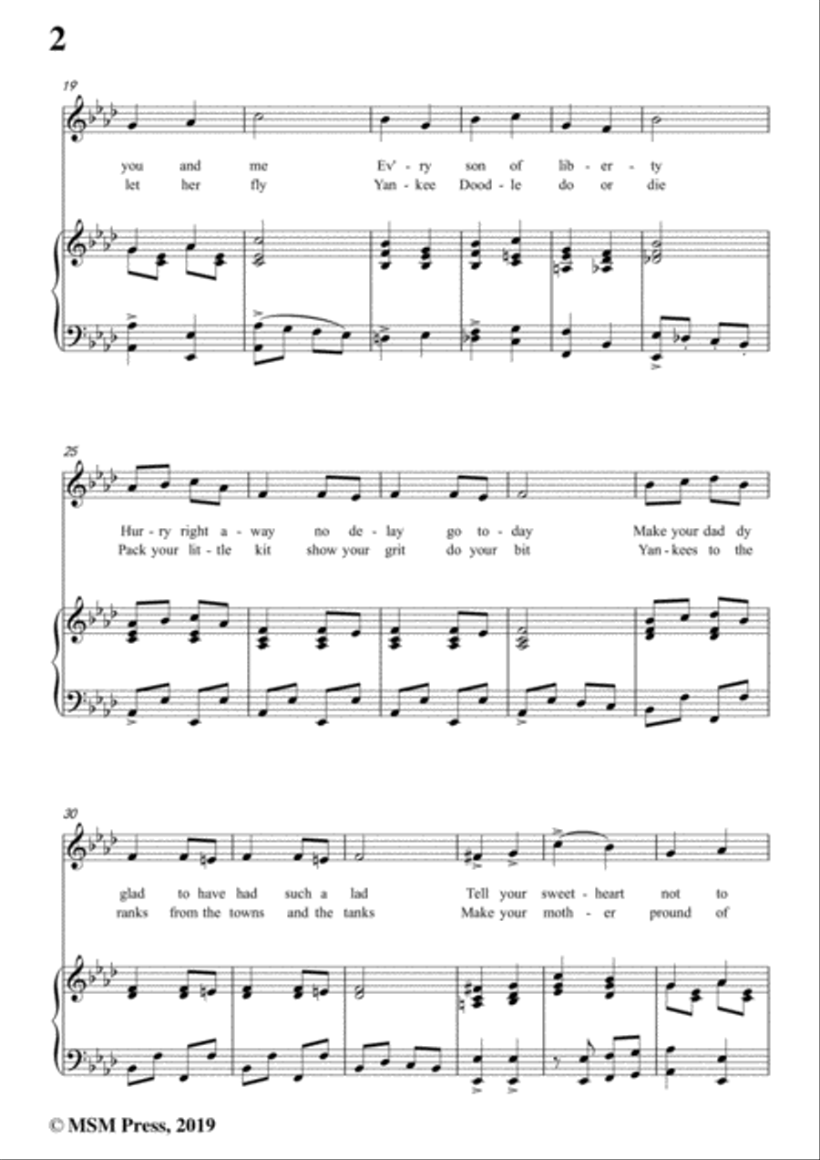 George M. Cohan-Over There,in A flat Major,for Voice&Piano Voice scores gallery preview page 4