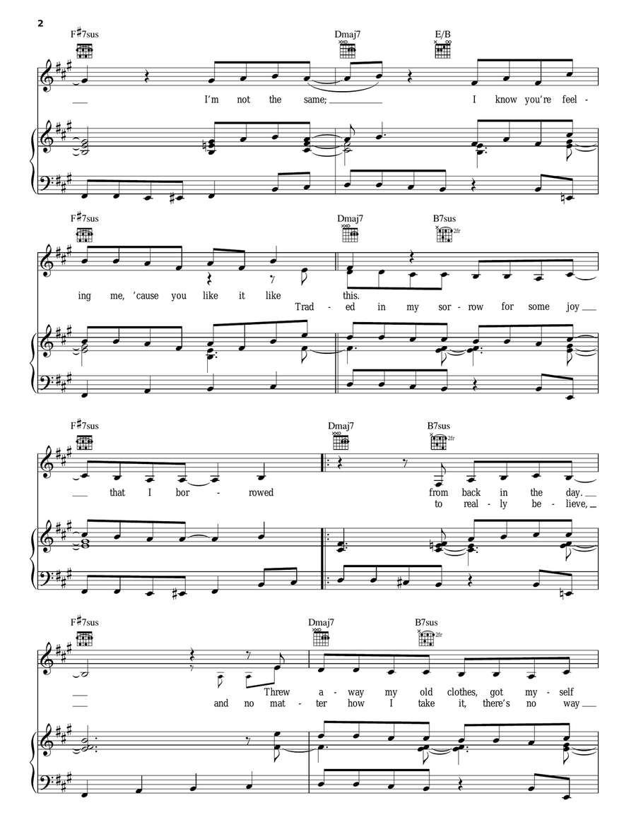 Spinning Around Piano, Vocal, Guitar scores gallery preview page 2