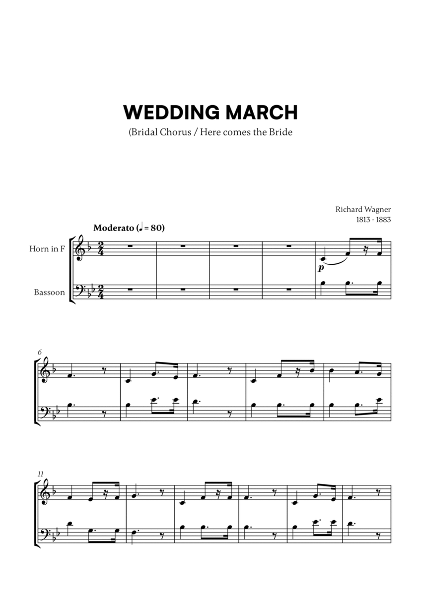 Richard Wagner - Wedding March (Here comes the Bride) (for French Horn and Bassoon) image number null