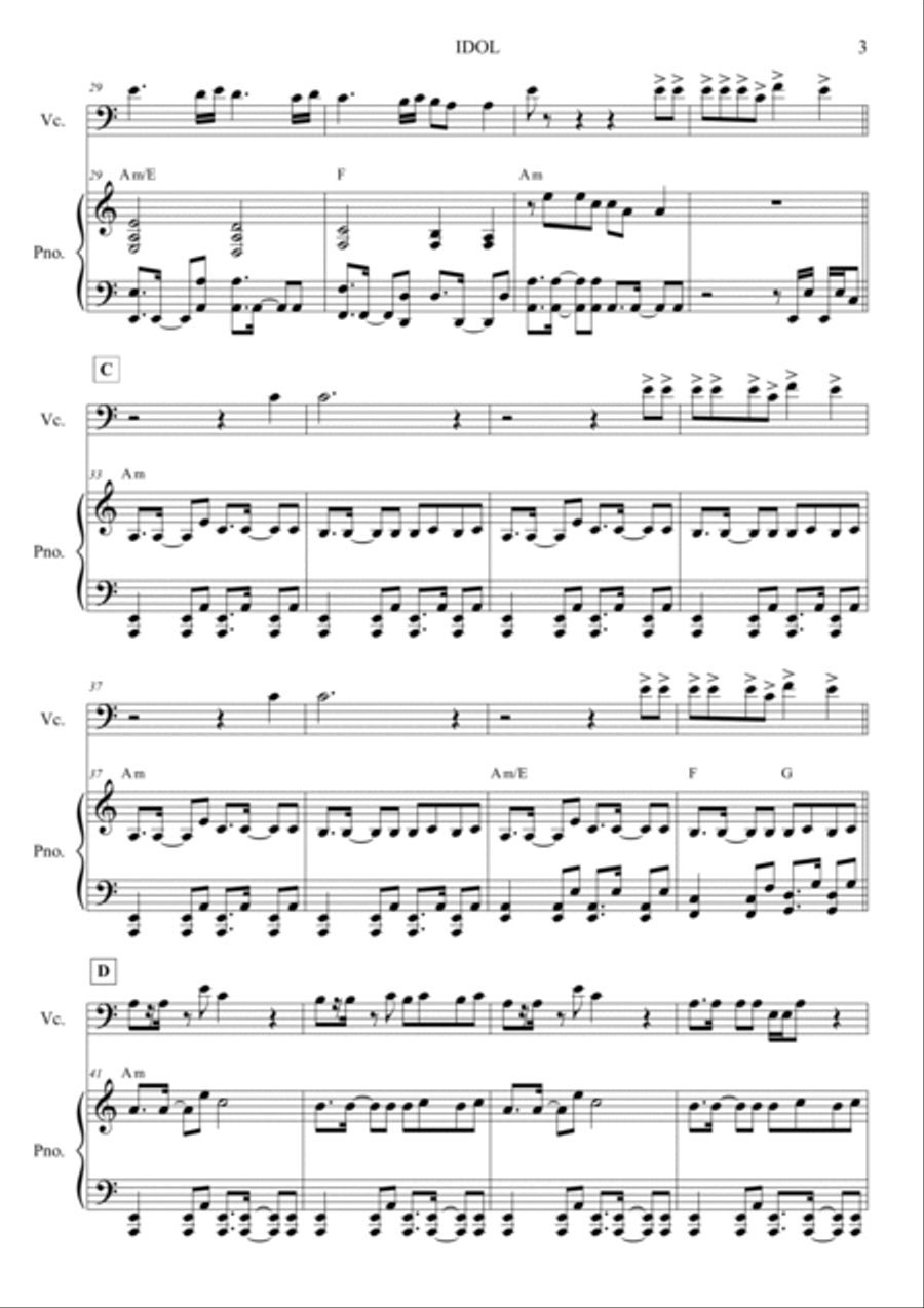 Idol Idol Piano scores gallery preview page 3