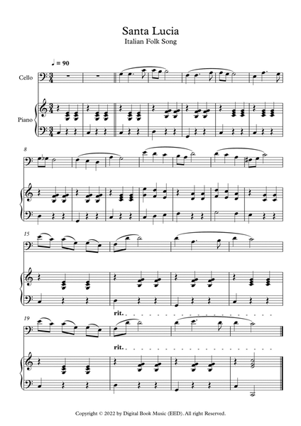 Santa Lucia - Italian Folk Song (Cello + Piano) image number null