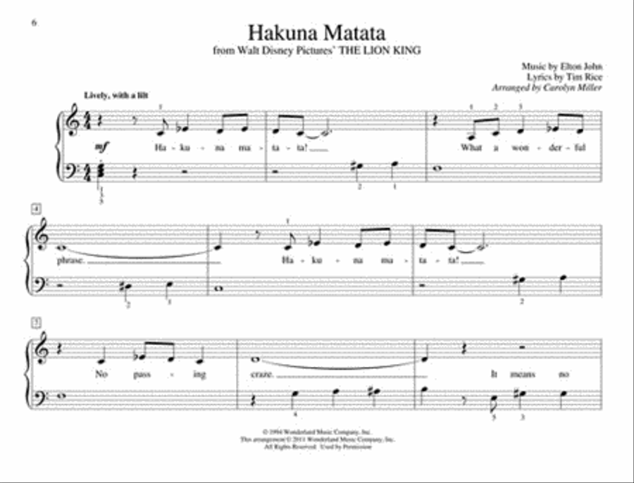 First Disney Songs Easy Piano scores gallery preview page 4