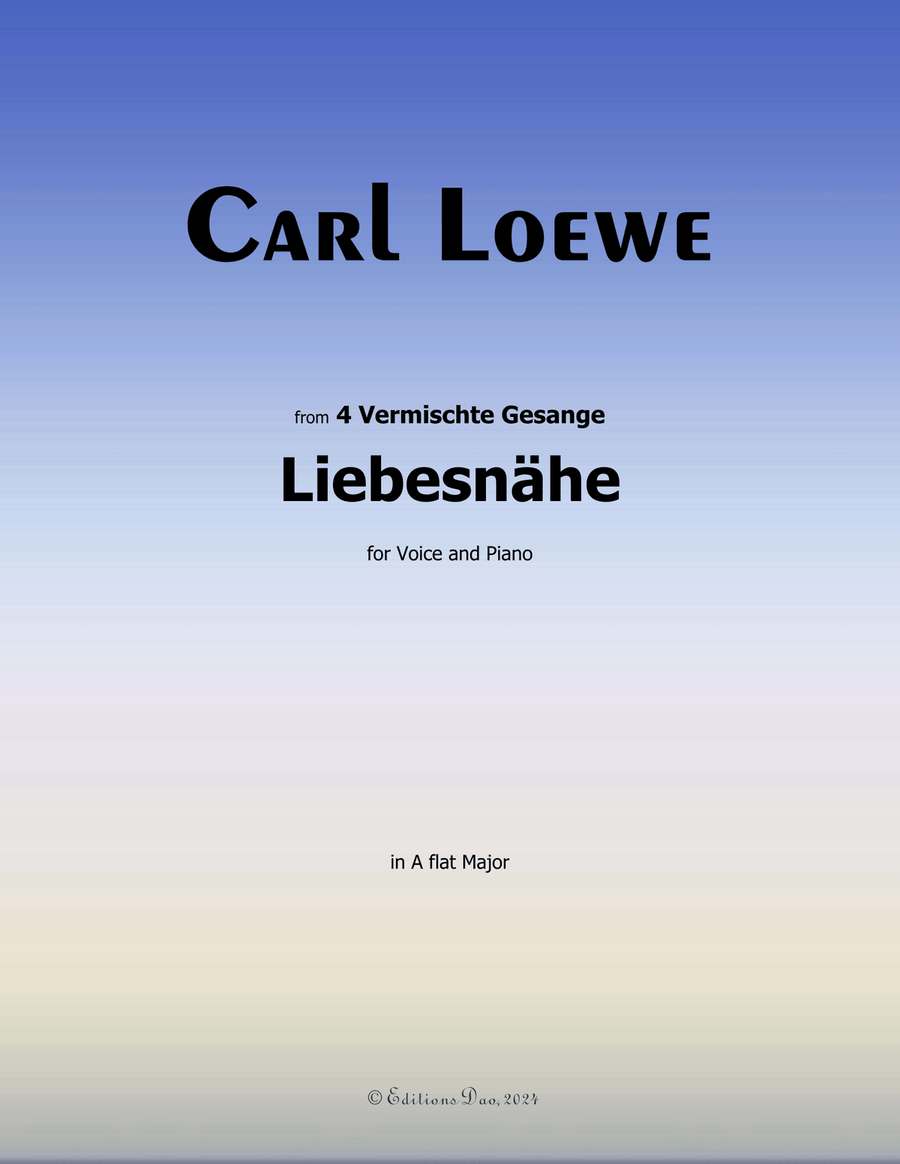 Liebesnahe, by Carl Loewe, in A flat Major Voice scores gallery preview page 1