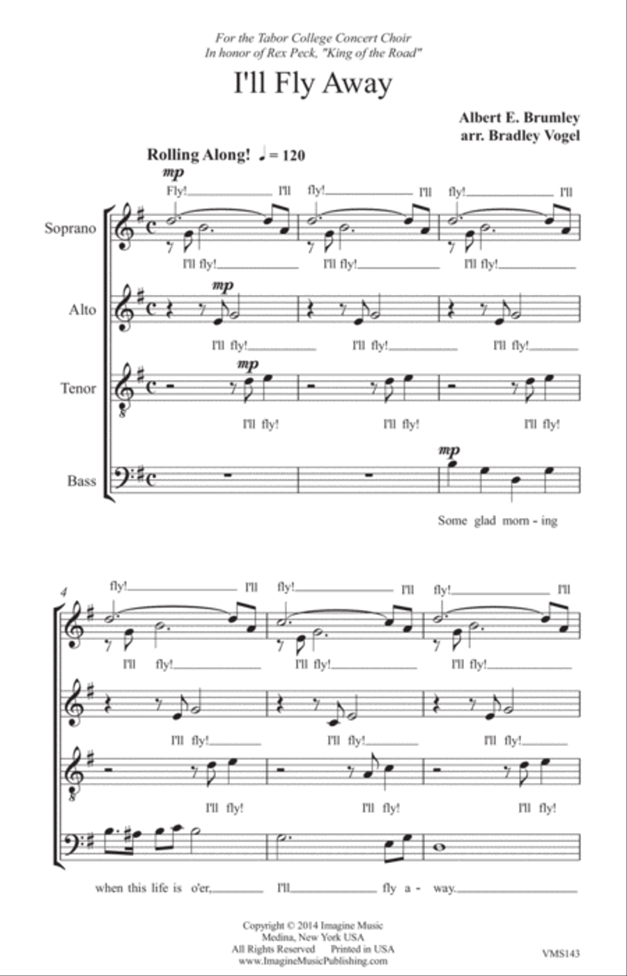 I'll Fly Away 4-Part scores gallery preview page 1