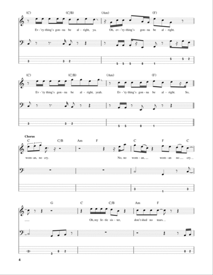 No Woman No Cry Guitar Tablature scores gallery preview page 4