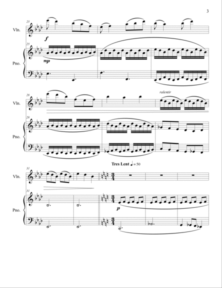 Piece in 3 parts for Violin and Piano Violin scores gallery preview page 3