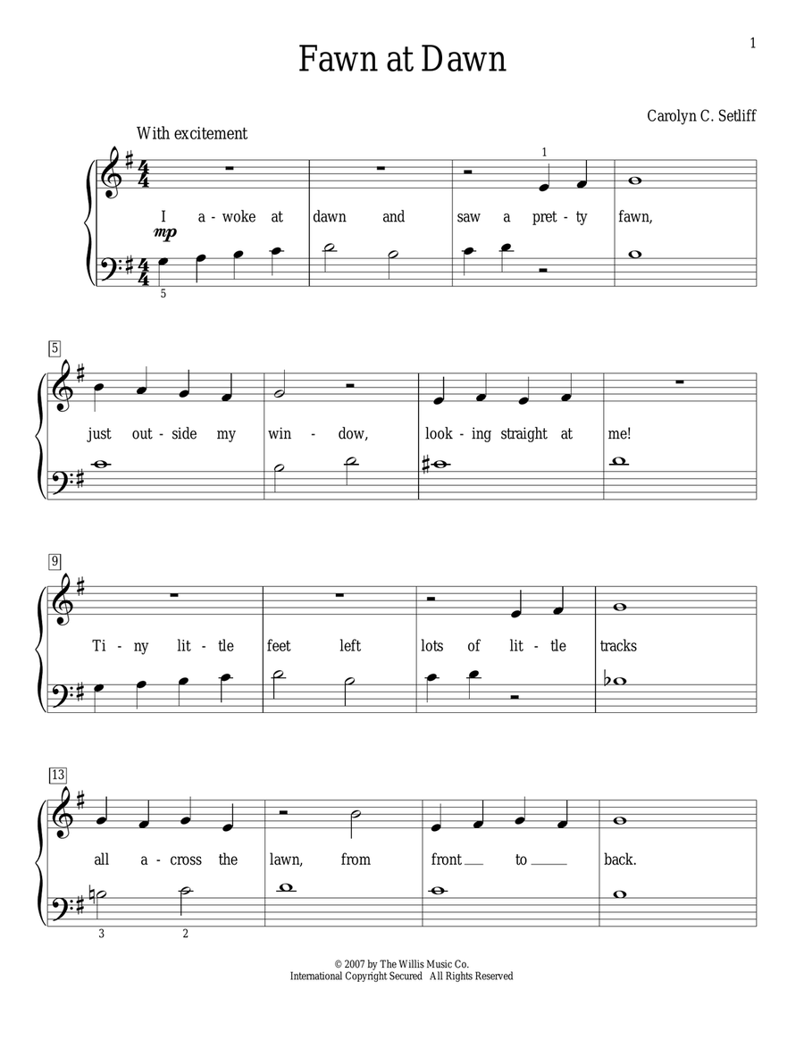 Fawn At Dawn Piano Method scores gallery preview page 1