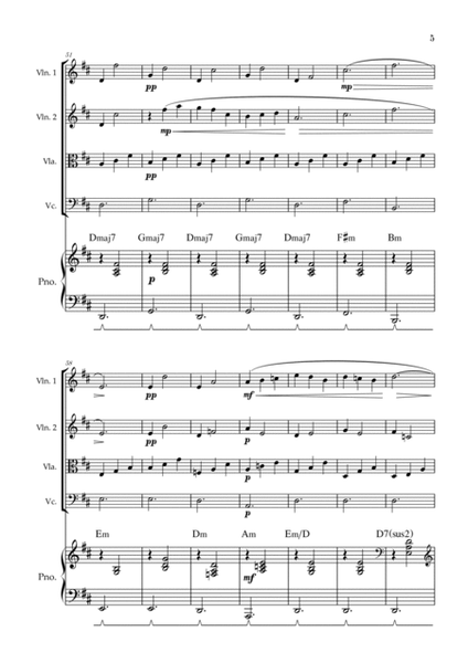 Gymnopédie no 1 | String Quartet | Original Key | Chords | Piano accompaniment |Easy intermediate image number null
