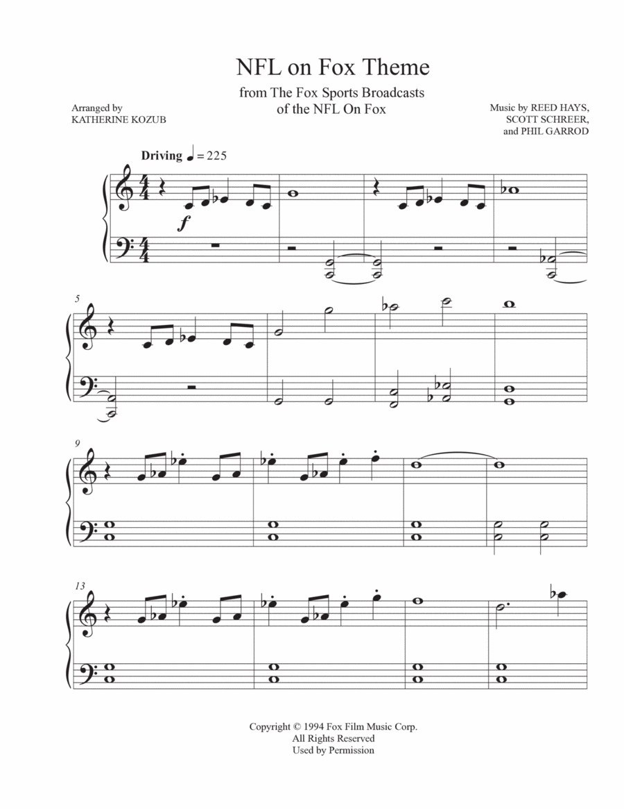 Nfl On Fox Theme Piano Method scores gallery preview page 1