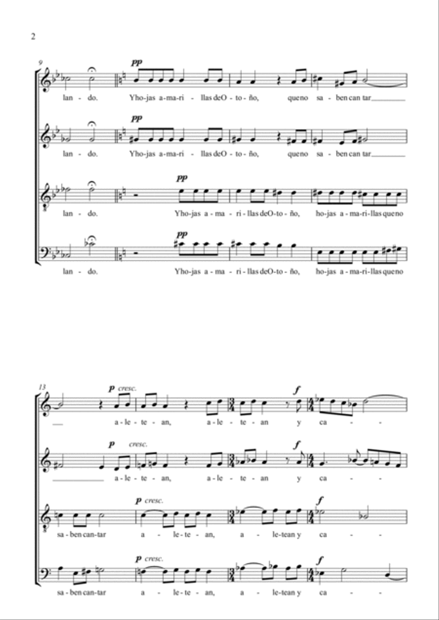 PÁJAROS PERDIDOS, para Coro 4-Part scores gallery preview page 2