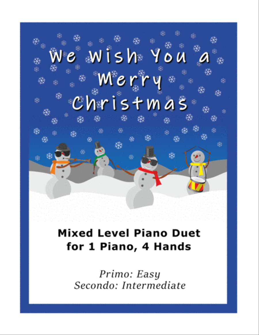 We Wish You a Merry Christmas (Easy Piano Duet; 1 Piano, 4 Hands) Piano Method scores gallery preview page 1