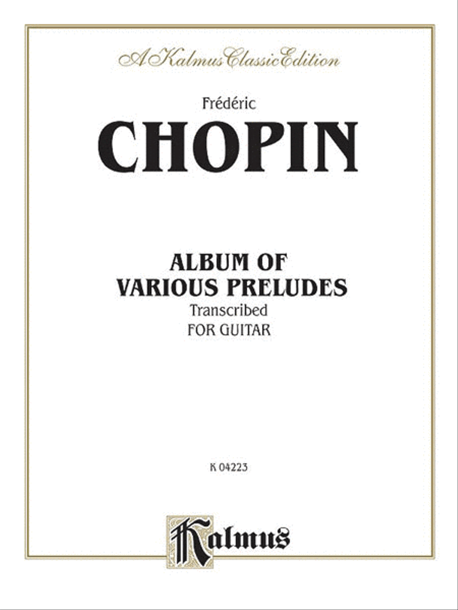 Album of Various Preludes Transcribed for Guitar Classical Guitar scores gallery preview page 1