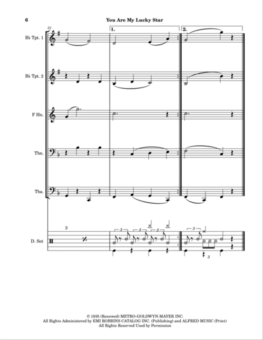 You Are My Lucky Star Brass Quintet scores gallery preview page 6