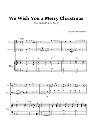 Book cover for We Wish you a Merry Christmas for Trumpet and Trombone Duet with Piano