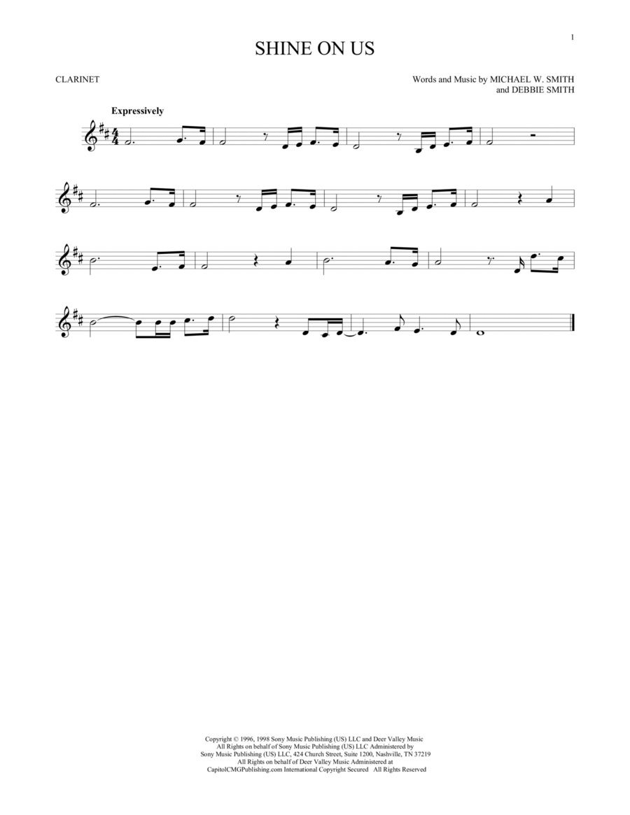 Shine On Us Clarinet Solo scores gallery preview page 1