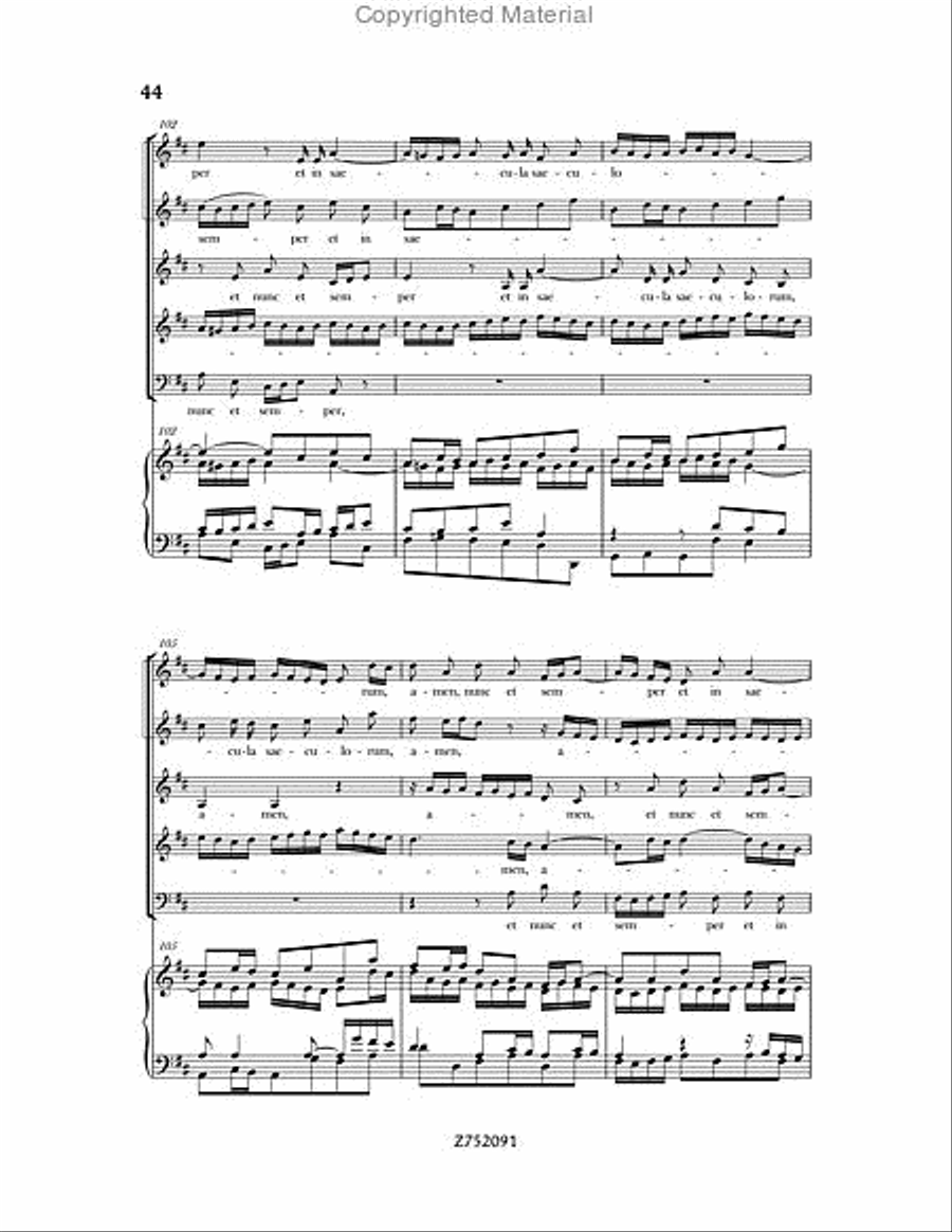 Cantata No. 191: Gloria in Excelsis Deo, BWV 191 4-Part scores gallery preview page 44