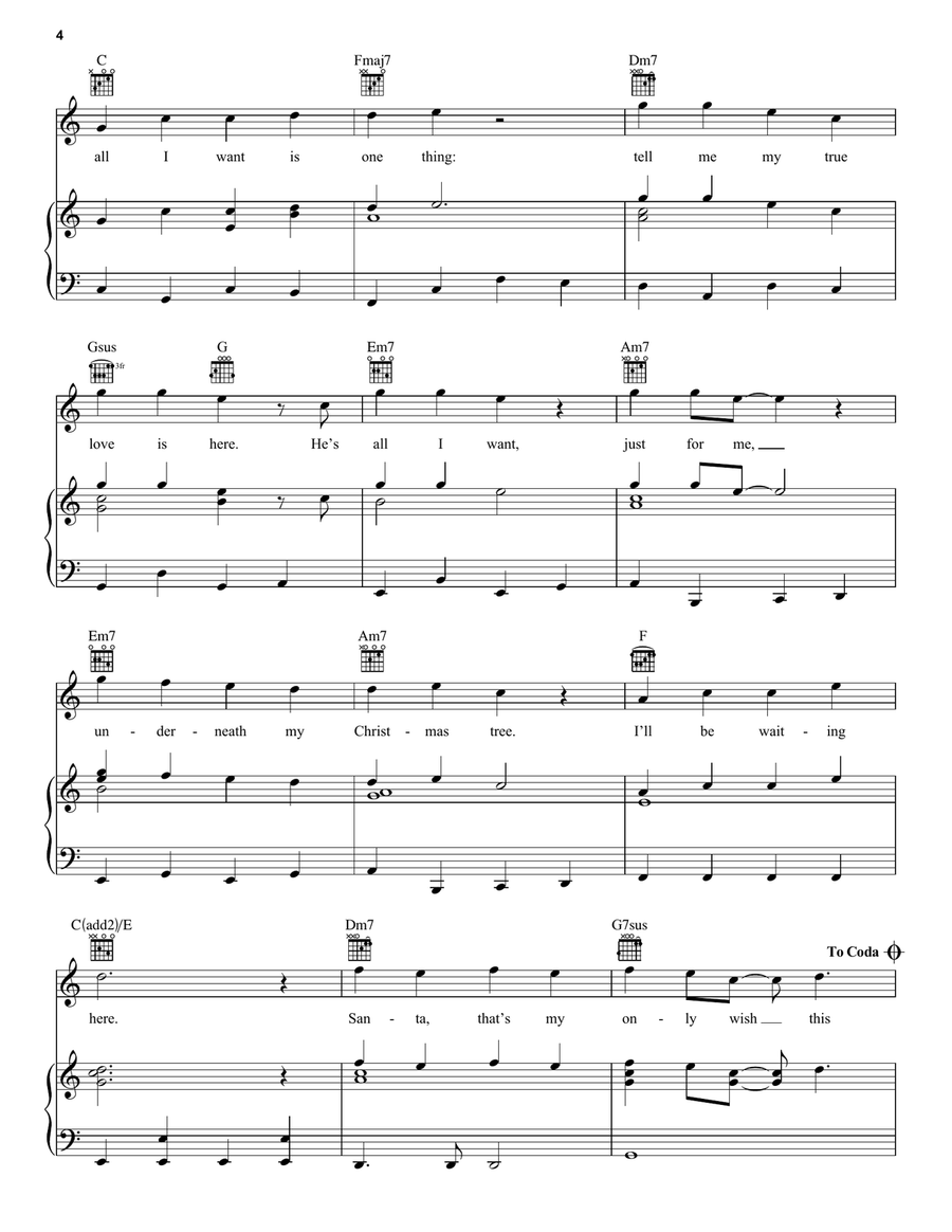 My Only Wish This Year Piano, Vocal, Guitar scores gallery preview page 4