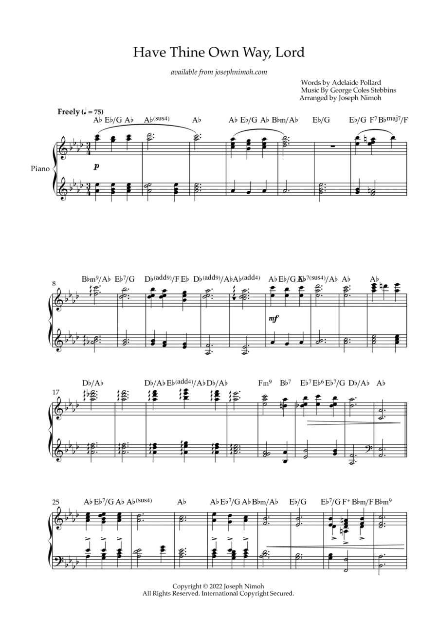 Have Thine Own Way Have Thine Own Way Piano Solo scores gallery preview page 1