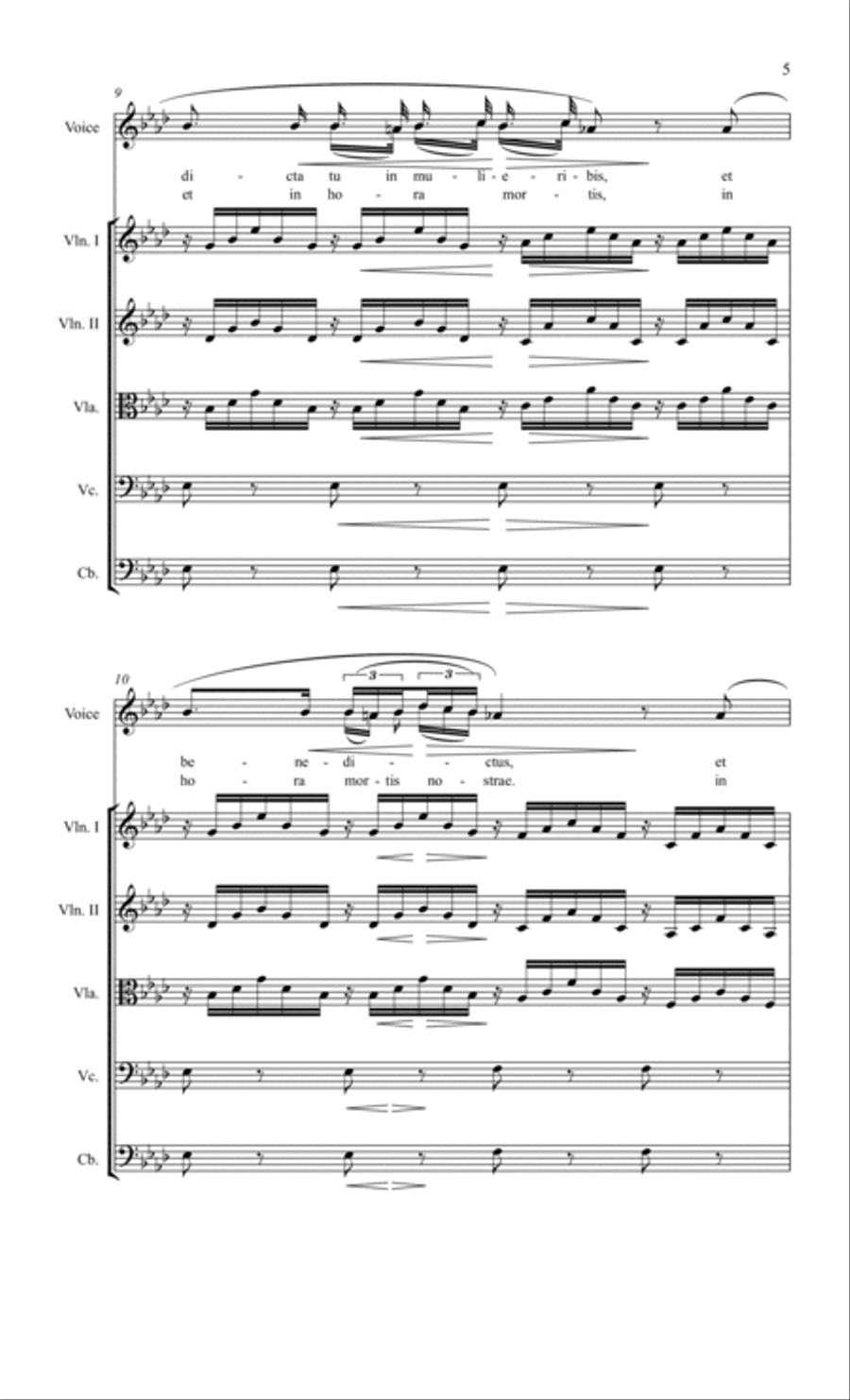 Ave Maria (Schubert) Key of Ab, for Voice with String Orchestra or String Quartet Accompaniment String Quartet scores gallery preview page 5