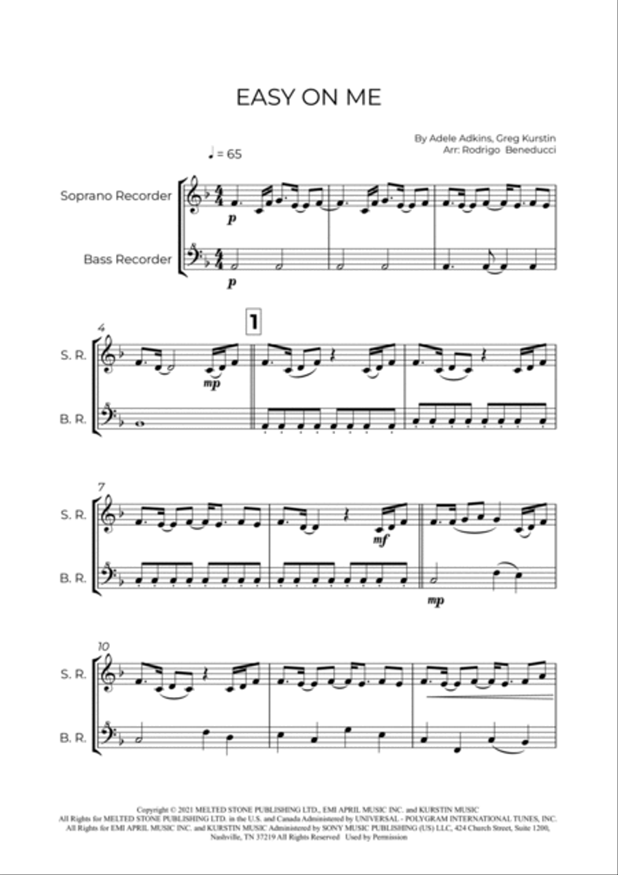 Easy On Me Woodwind Duet scores gallery preview page 2