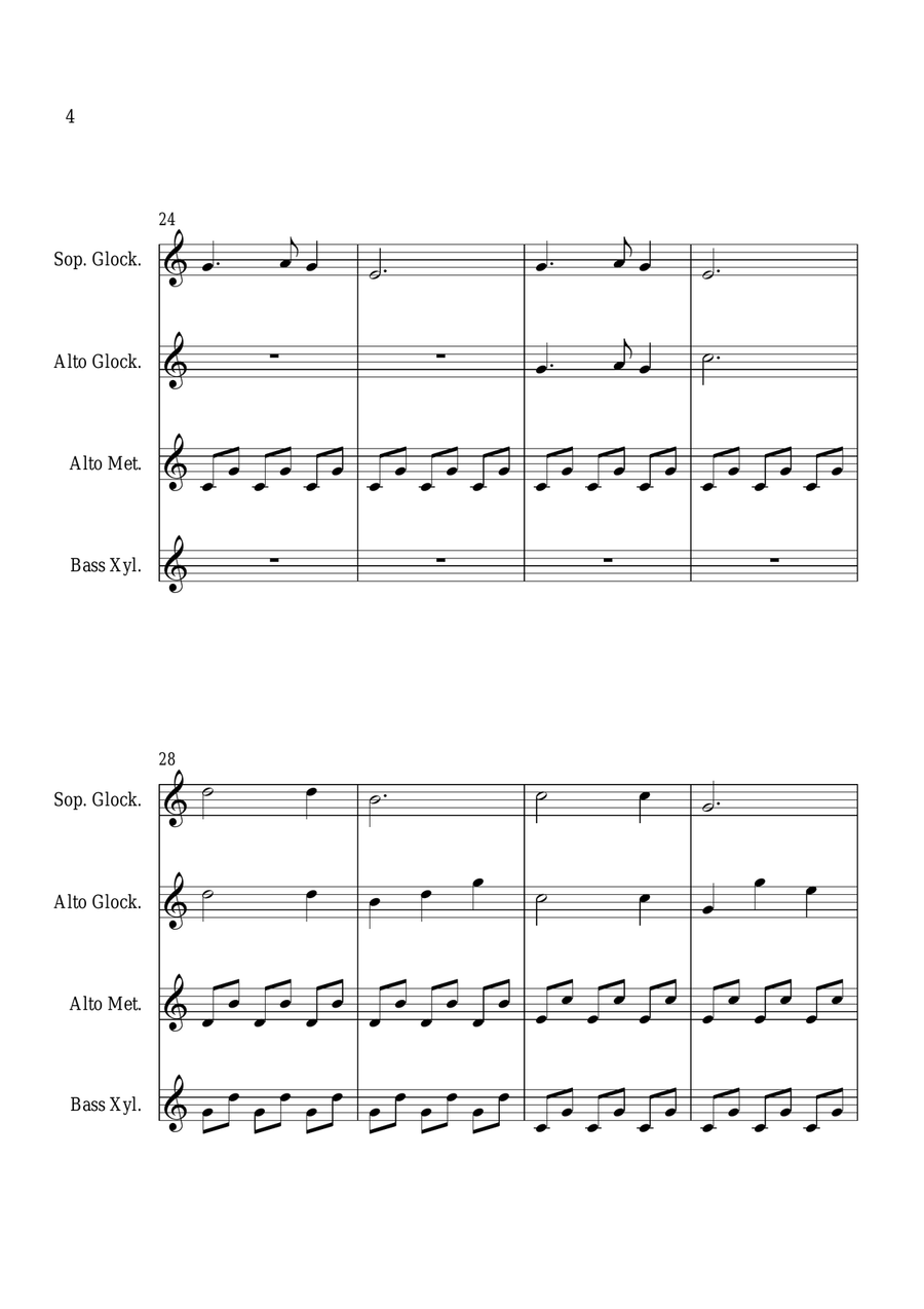 Silent Night - For Orff Ensemble Percussion Ensemble scores gallery preview page 4