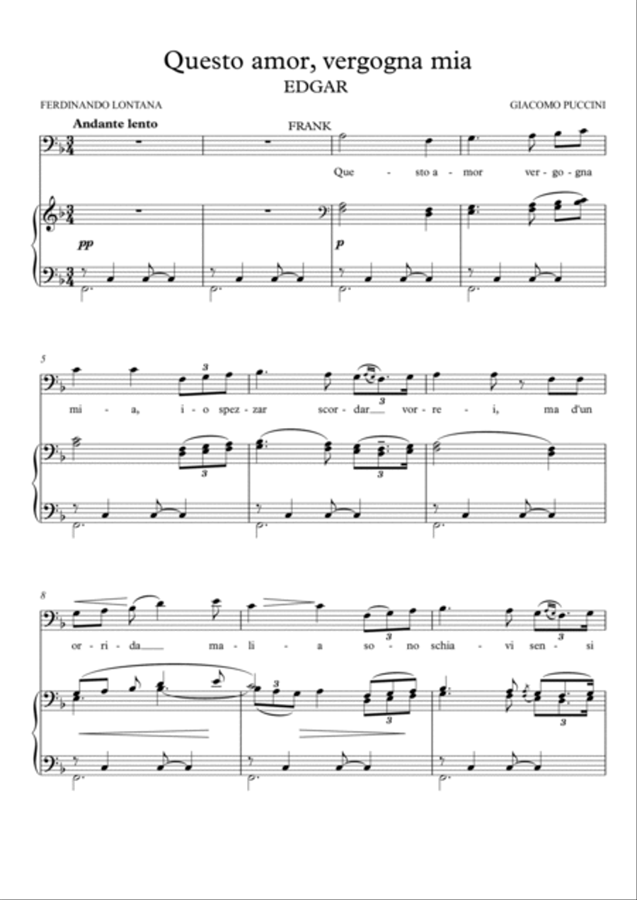 Questo amor, vergogna mia - Edgar (F Major) Voice Solo scores gallery preview page 2
