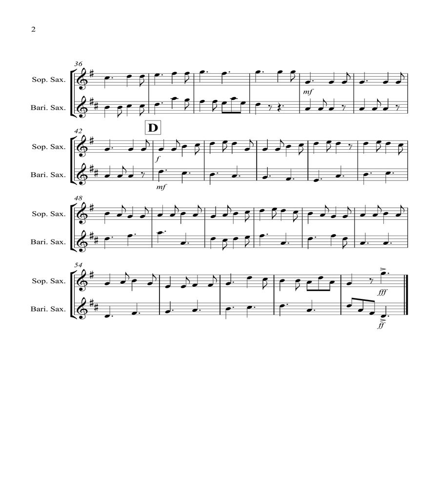 In Dulci Jubilo for Soprano and Baritone Saxophone Duet image number null