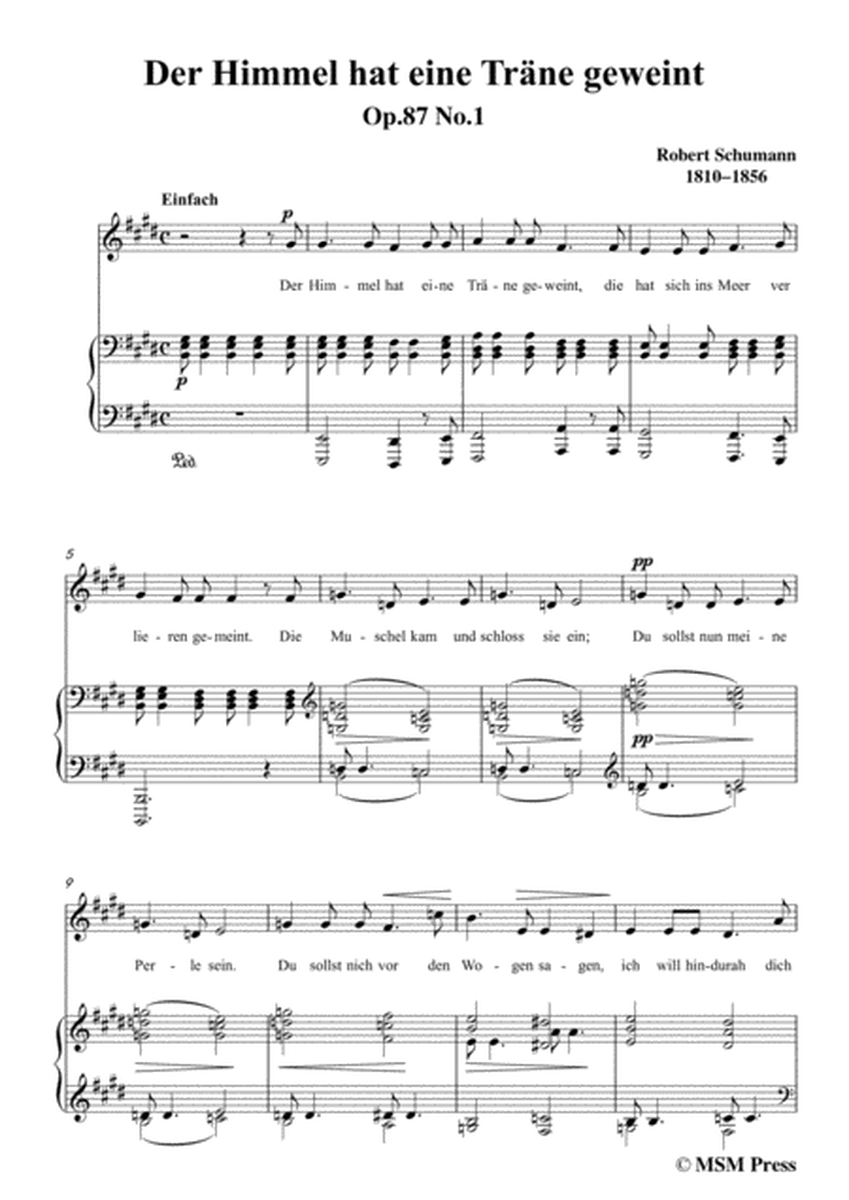 Schumann-Der Himmel hat eine träne geweint,in E Major,for Voice and Piano image number null