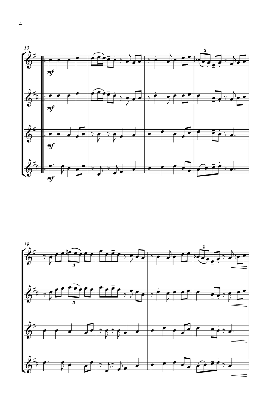 Jazz Carols Collection #1 for Saxophone Quartet (Angels We Have Heard, Hark, First Noel) Saxophone Quartet scores gallery preview page 5